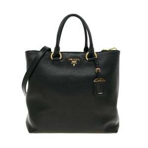 Prada Black Vitello Phenix Leather Shopping Tote